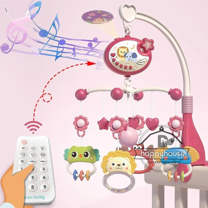 Crib Mobile Remote Music Light Newborn Sensory Toys