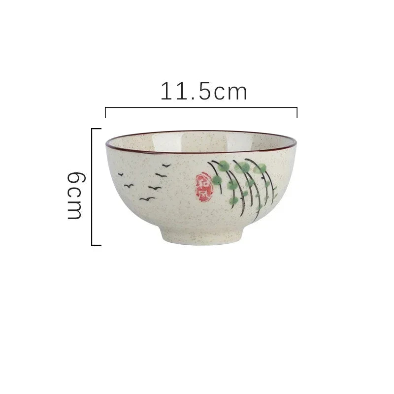 Ceramic 4.5 Inch Japanese Rice Bowl Retro Home Tableware