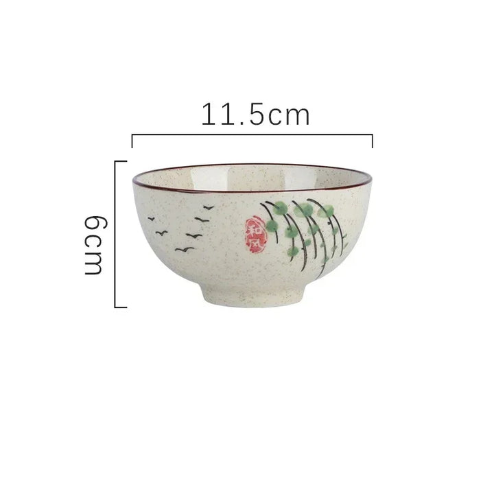 Ceramic 4.5 Inch Japanese Rice Bowl Retro Home Tableware