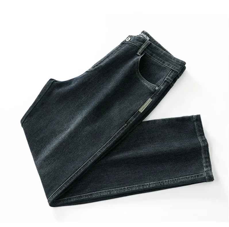 Stretchy Men’s Jeans - Wide Leg, Cotton, Business Casual