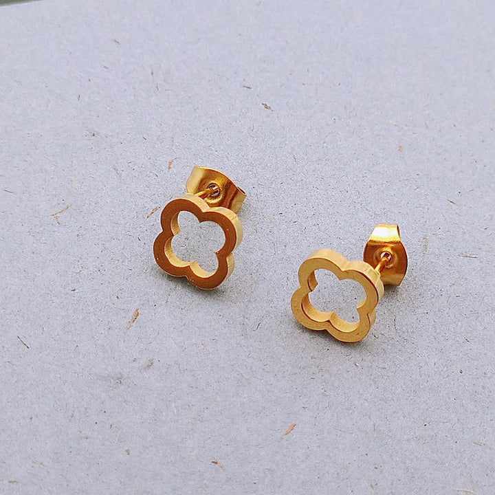 Clover Flower Stainless Steel Bracelet Set Gold Gift