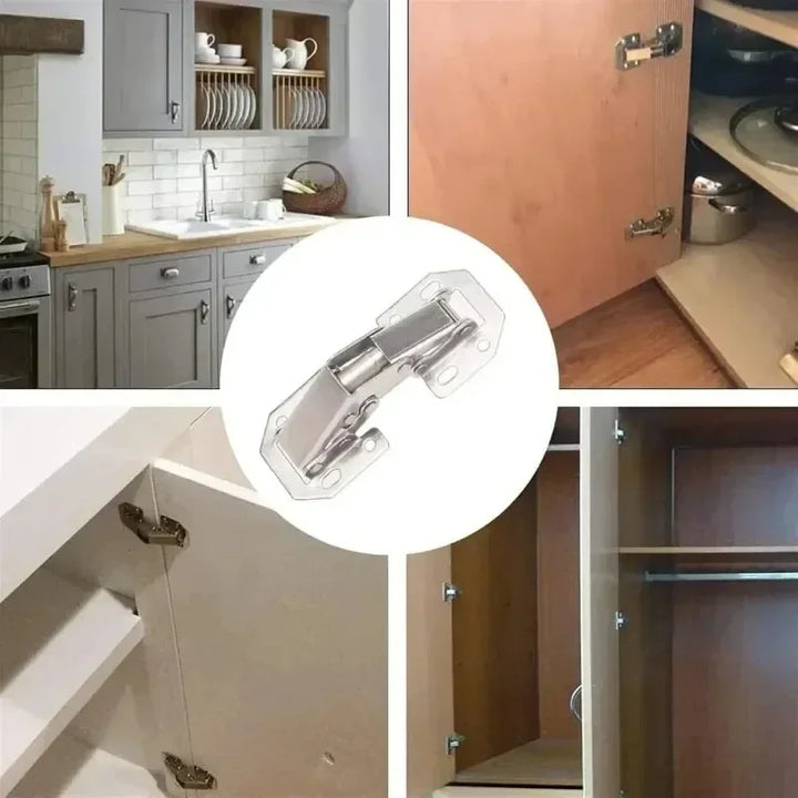 Stainless Steel Cabinet Hinges 90 Degree No-Drilling for Kitchen Furniture 10PCS