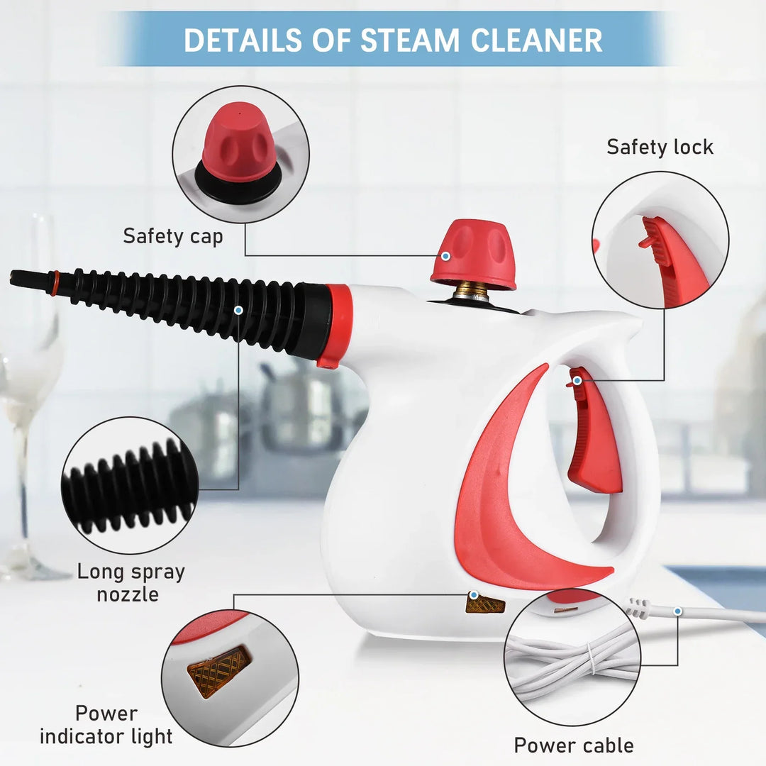1050W Handheld Steam Cleaner - Portable High Temp Machine for Kitchen, Sofa, Bathroom, Car