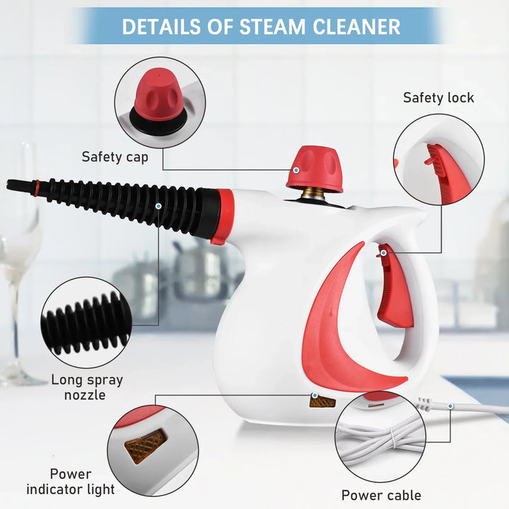 1050W Handheld Steam Cleaner - Portable High Temp Machine for Kitchen, Sofa, Bathroom, Car