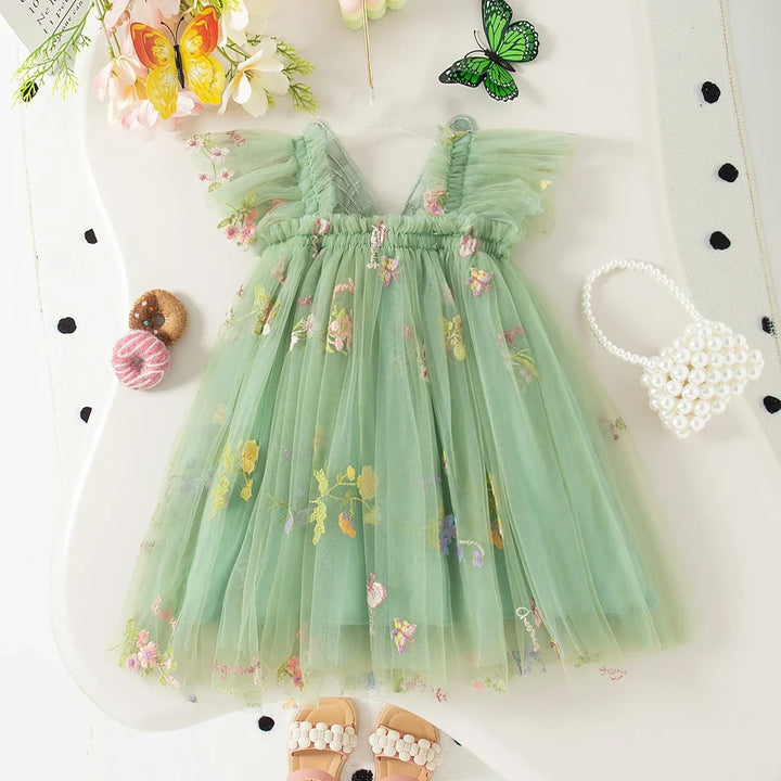Soft Baby Girl Dress – Princess Style Knee-Length Fruit Print, Acetate, Birthday Party