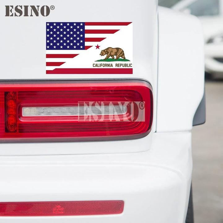 Car Decal PVC Waterproof USA Flag California Bear Vinyl Patriotic 4th Of July Vehicle Exterior Decor