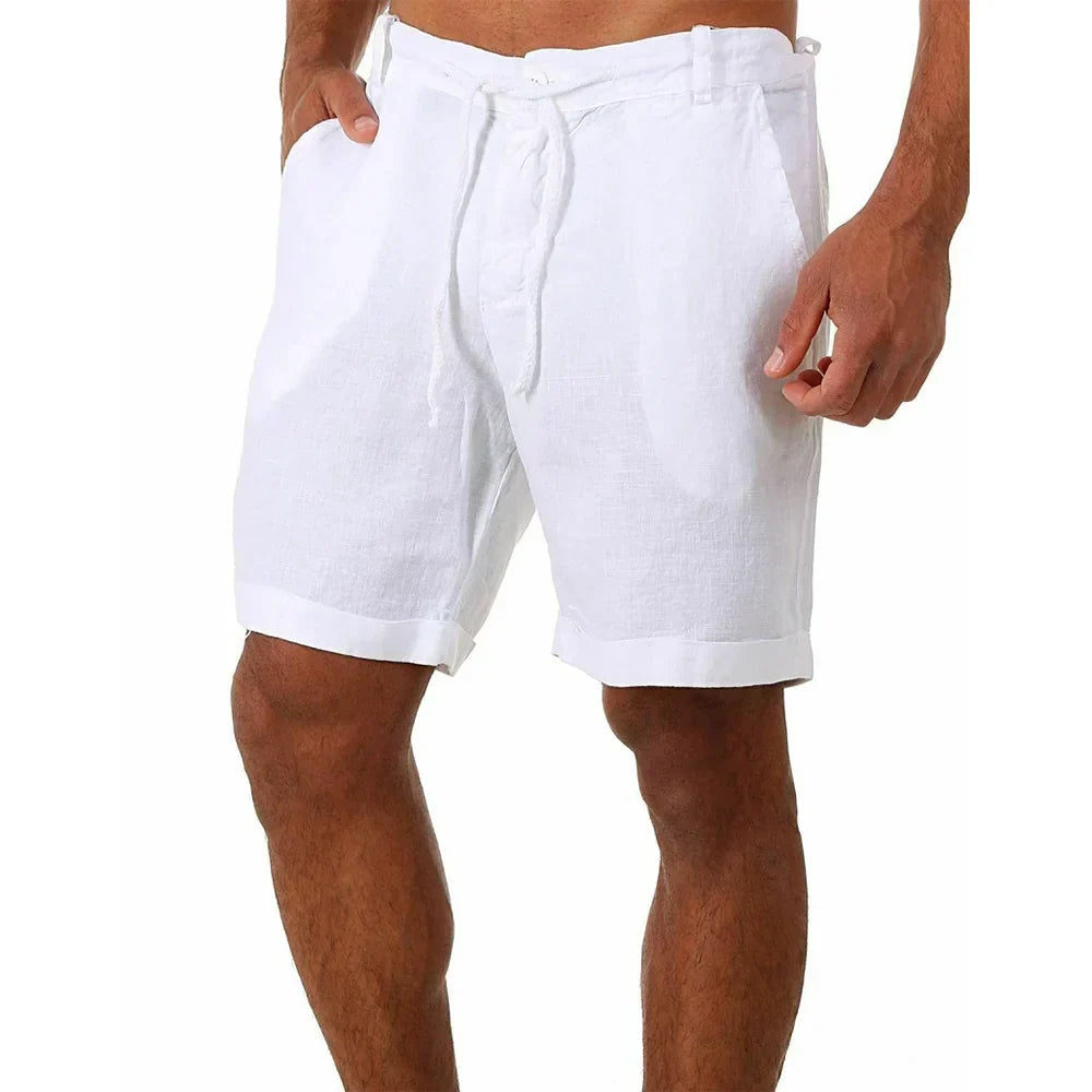 Lightweight Breathable Cotton Linen Summer Shorts for Men, Relaxed Fit Casual Beach Wear