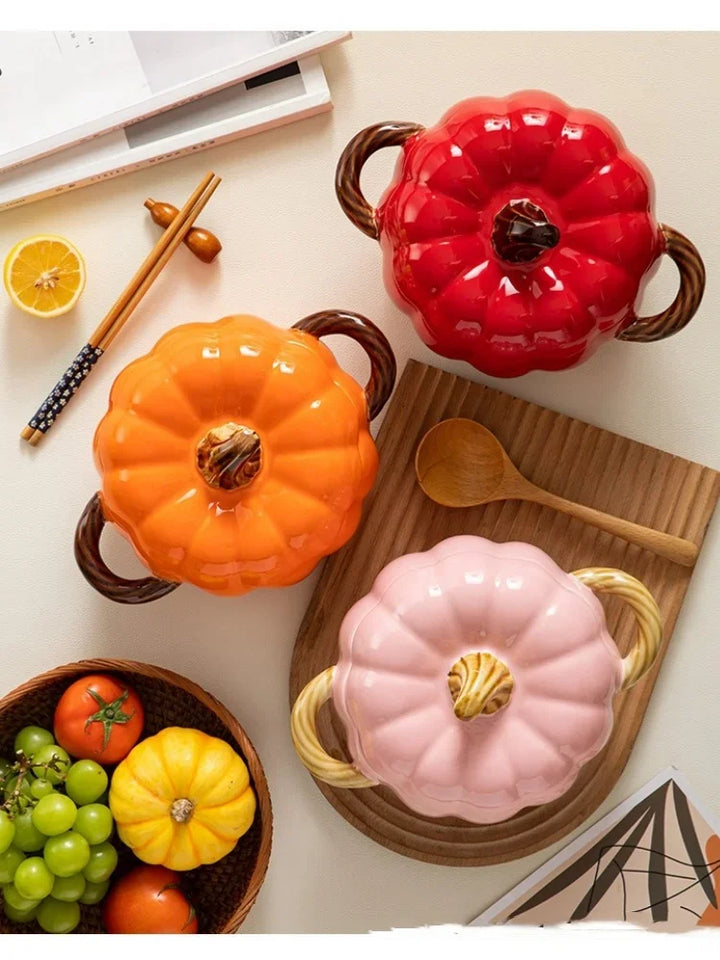 Pumpkin Soup Pot 1.4L Ceramic Bowl With Lid Halloween