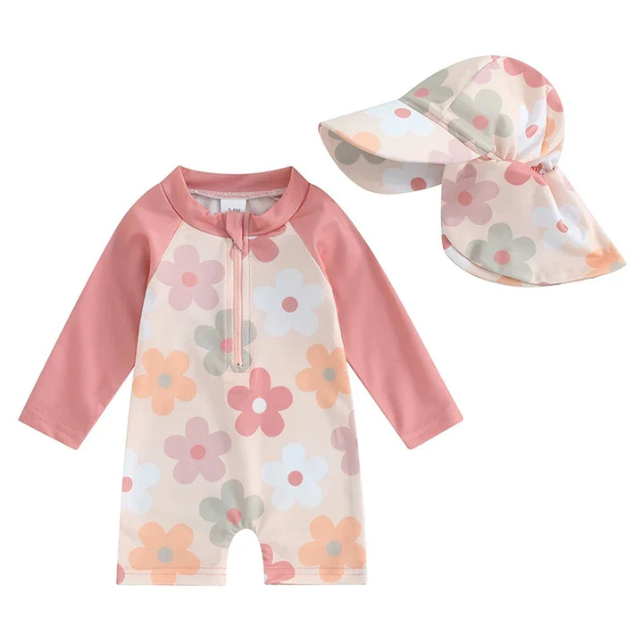 Lightweight Toddler Boys Rash Guard Swimsuit - Long Sleeve, Turtle Print, Polyester, Beachwear