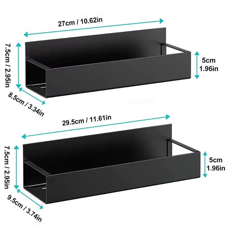 Magnetic Spice Storage Rack - Home Organizers for Refrigerator, Black Iron Kitchen Shelf