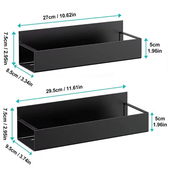 Magnetic Spice Storage Rack - Home Organizers for Refrigerator, Black Iron Kitchen Shelf