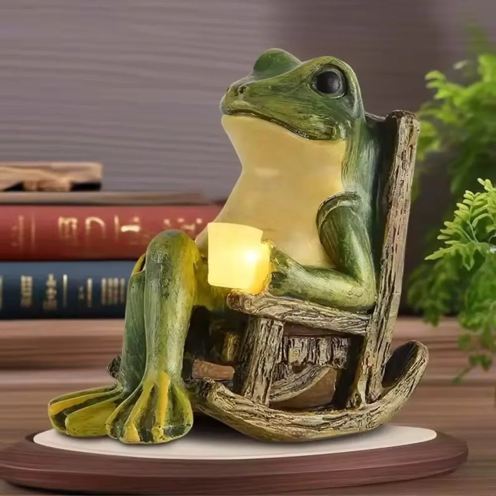 Solar Powered Mini Frog Garden Statue with LED Light – Indoor Outdoor Decorative Ornament Gift 2026