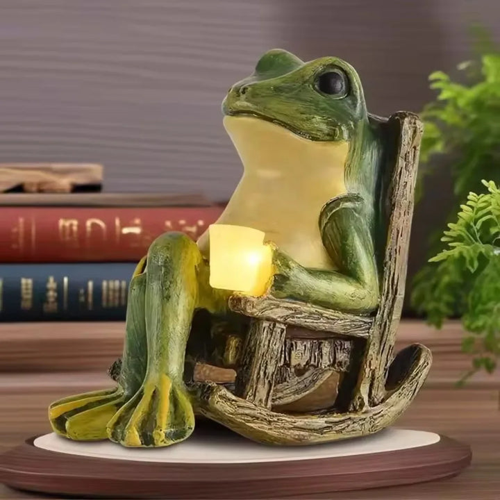 Solar Powered Mini Frog Garden Statue with LED Light – Indoor Outdoor Decorative Ornament Gift 2026