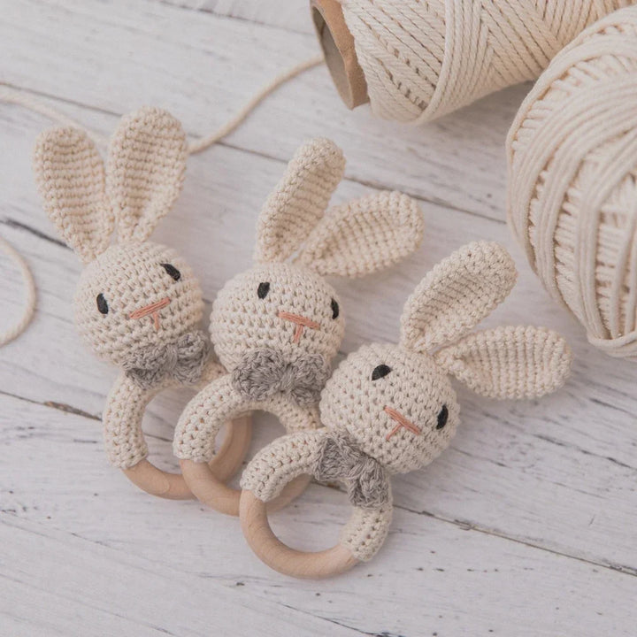 Baby Crochet Rattle Bunny Teether Newborn Sensory Toys