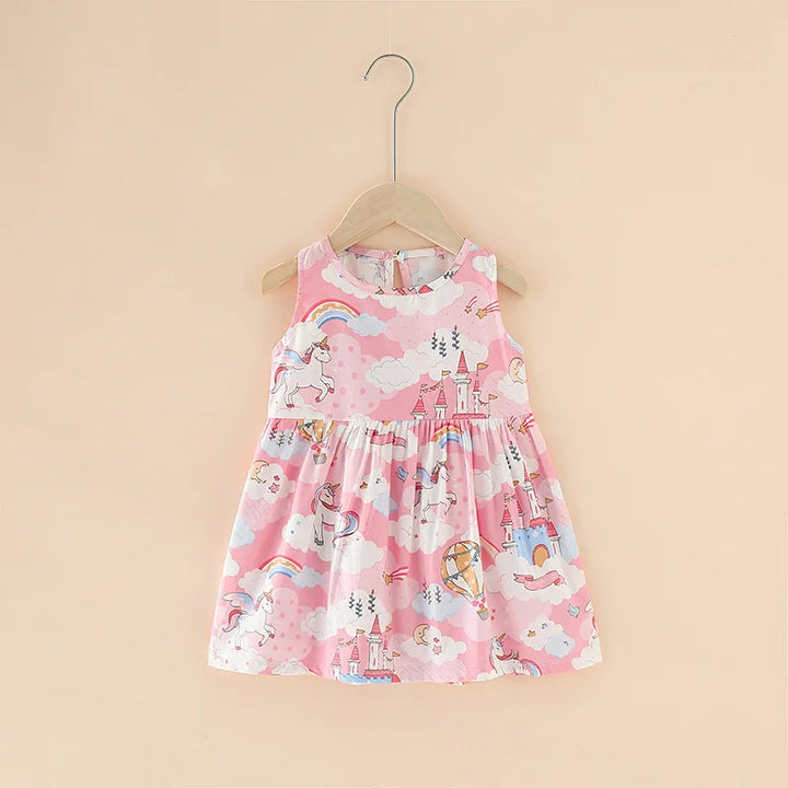 Soft girls’ dress - sleeveless a-line, assorted prints and patterns, cotton, for summer wear