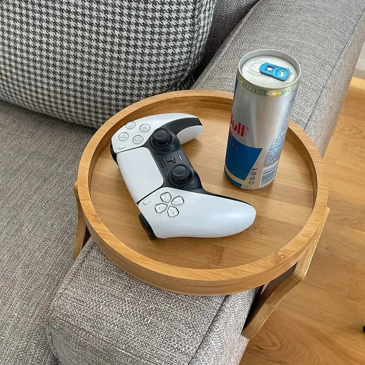 Bamboo Sofa Arm Tray Portable Couch Armrest Snack Holder
