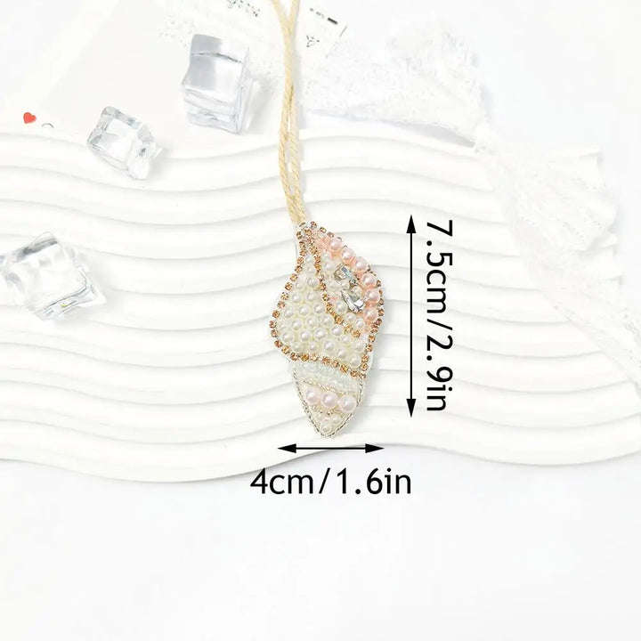 Coconut Tree Sequin Patch Keyring Bag Pendant Handmade