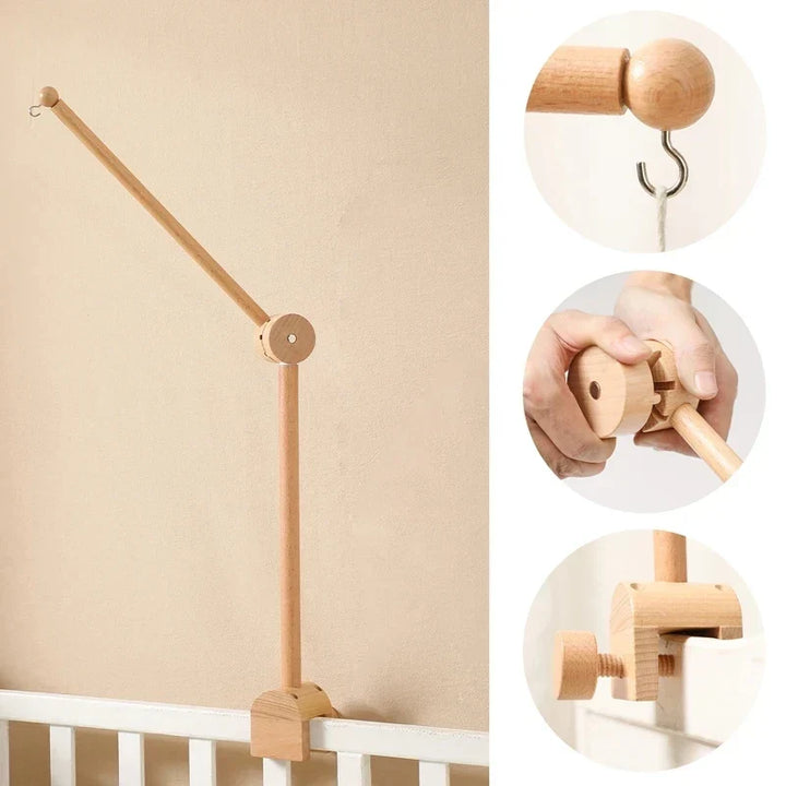Wooden Crib Mobile Bracket Newborn Sensory Toys Soothing