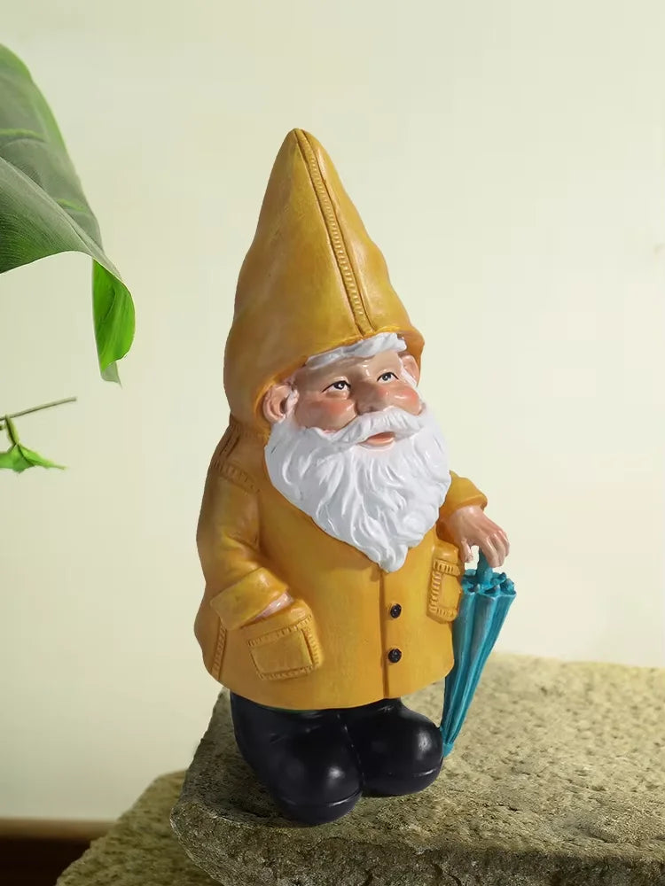 Garden Gnome Statue With Yellow Umbrella Outdoor Lawn Decor Resin Weatherproof Yard Ornament Fall 2026