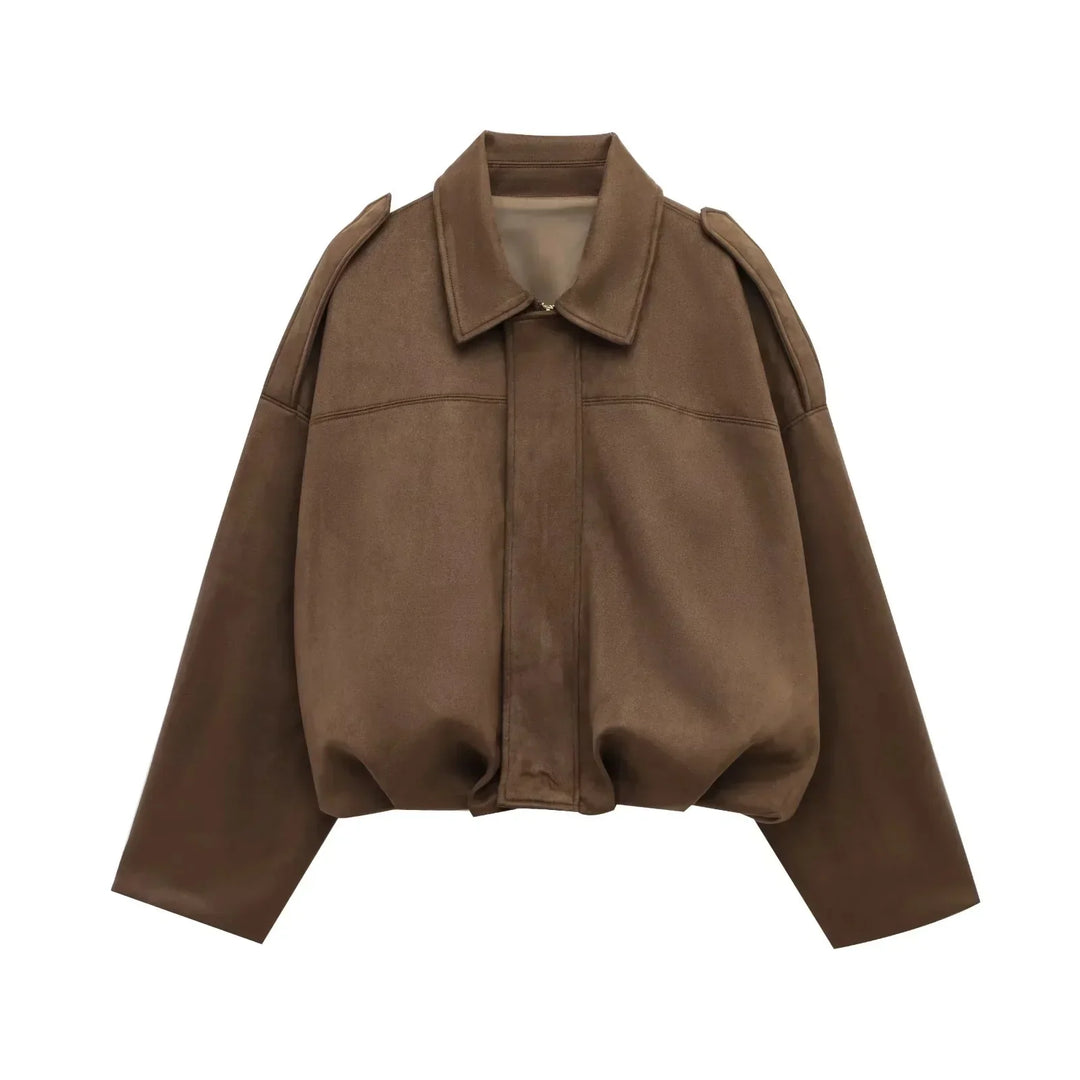 Oversized Women’s Bomber Jacket - Boxy, Velvet, Autumn
