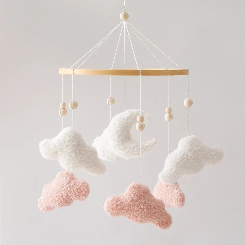 Wooden Crib Mobile Felt Bear Musical Newborn Sensory Toys