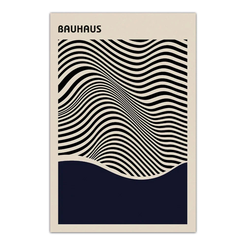 Modern Bauhaus Geometric Wall Art Prints Three Piece Set