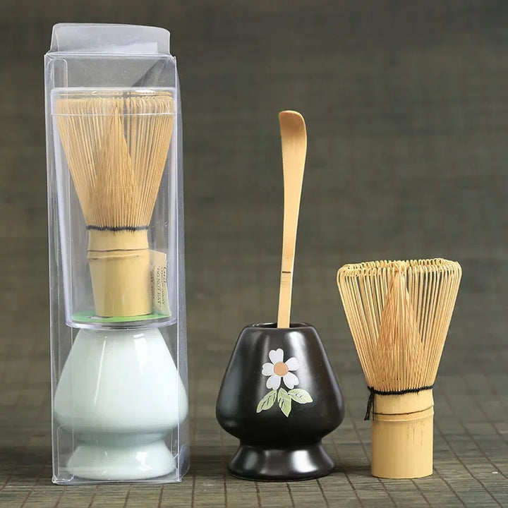 Matcha Whisk Bamboo Tea Set With Stand Spoon Handmade