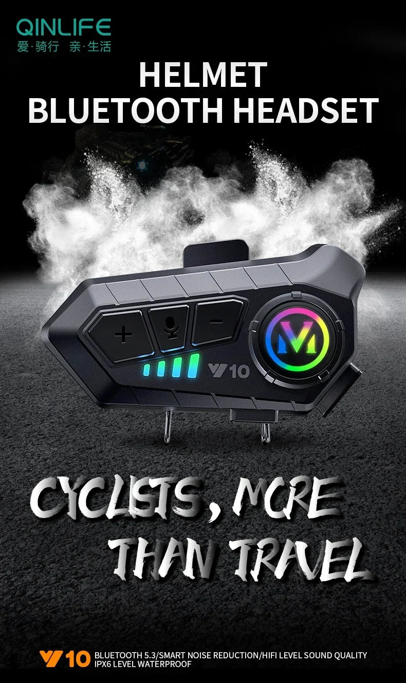 Bluetooth 5.3 Motorcycle Helmet Headset Y10 – Waterproof Hands-Free Call Music Speaker Universal Fit 2026