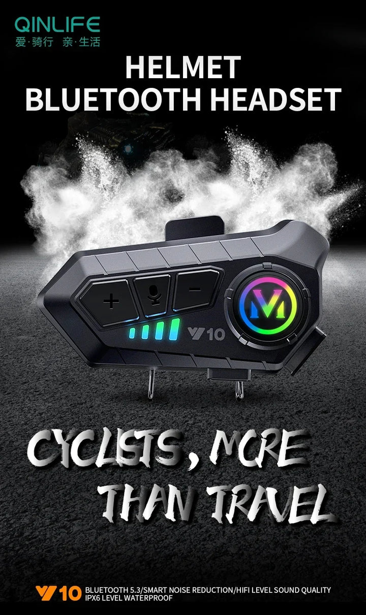 Bluetooth 5.3 Motorcycle Helmet Headset Y10 – Waterproof Hands-Free Call Music Speaker Universal Fit 2026