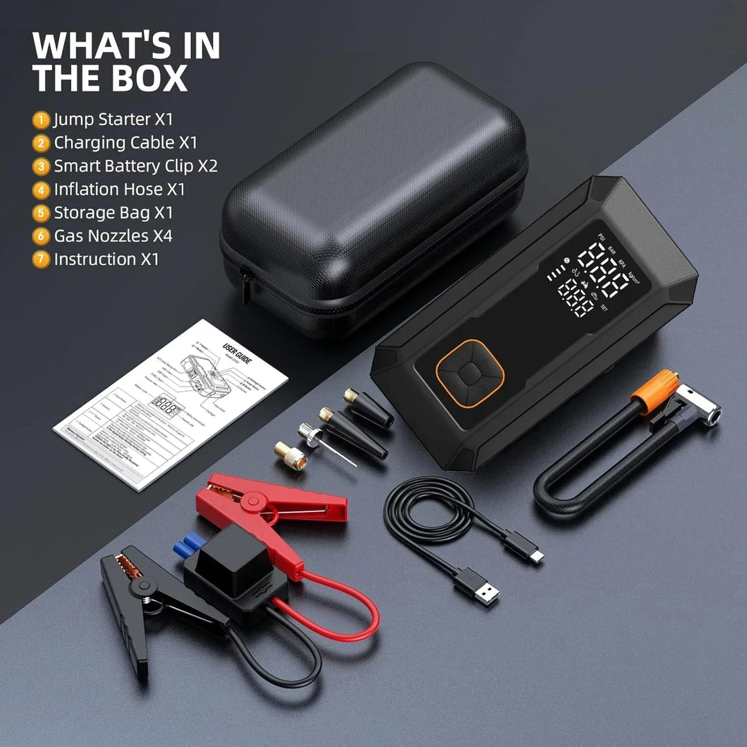 Car Jump Starter All-In-One Air Pump Tire Inflator Portable Power Bank LED Light Fall 2025