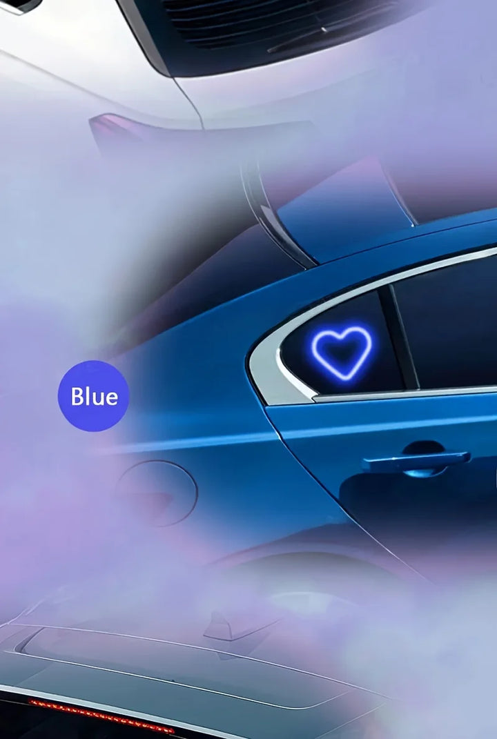 Car Window Neon Light Heart Shaped LED Interior Lamp TikTok Viral Fall 2026 Solar Powered Wiring Free