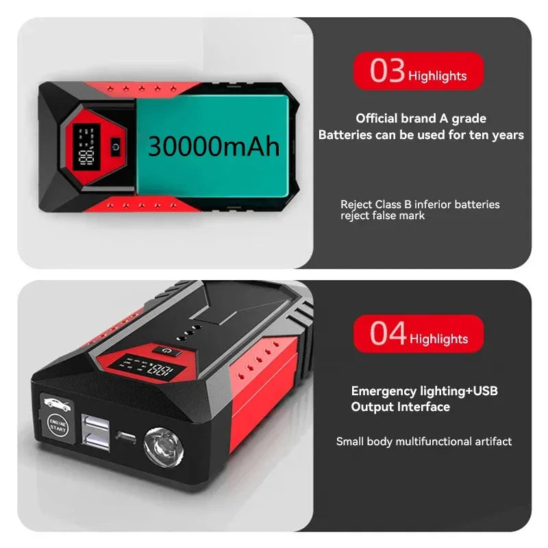 Car Jump Starter Power Bank 18000mAh 1200A Peak Emergency Booster for 12V Vehicles Fall 2025 Road Trip Safety