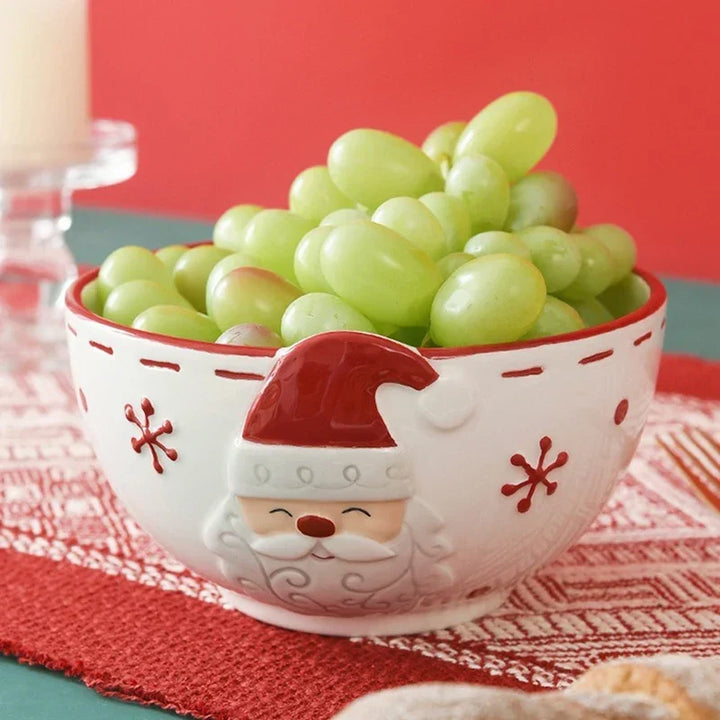 Christmas Ceramic Santa Bowl Nordic Holiday Breakfast Bowl