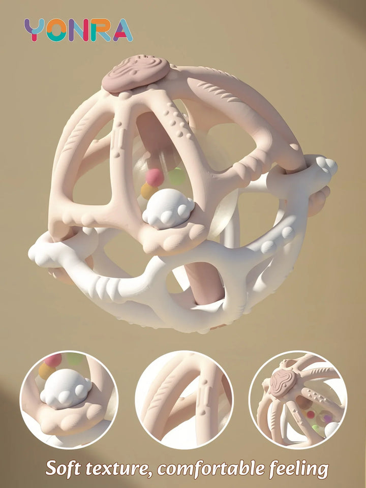 Silicone Teether Rattle Orb Montessori Newborn Sensory Toys