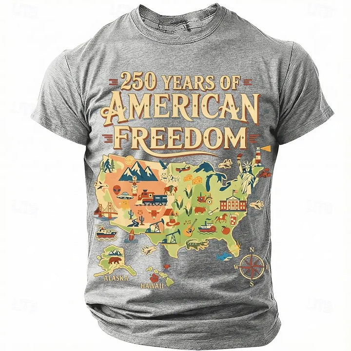 Soft unisex graphic tee - distressed flag print, 250-year design, durable cotton, casual everyday wear