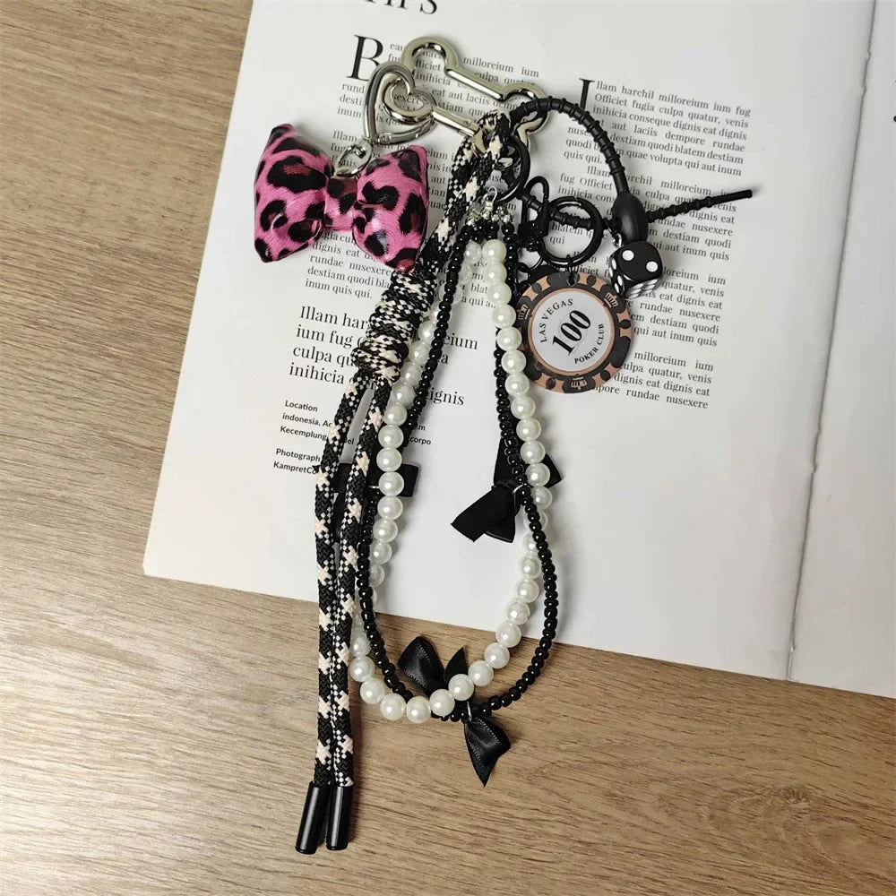 Braid Rope Bag Charm Leather Dachshund Keychain Aesthetic