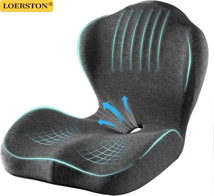 Ergonomic Memory Foam Seat Cushion with Back Support – Lumbar Relief for Office Chair Car Wheelchair 2026