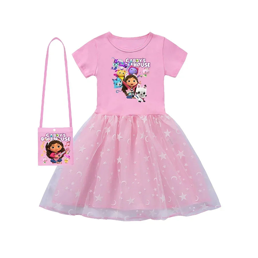 Lightweight Girls’ Dress – Princess-Style, Flowy, Mid-Calf Length, Cotton, For Party Wear