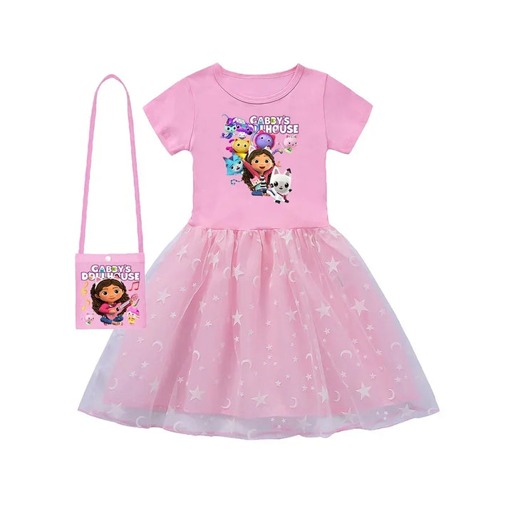Lightweight Girls’ Dress – Princess-Style, Flowy, Mid-Calf Length, Cotton, For Party Wear
