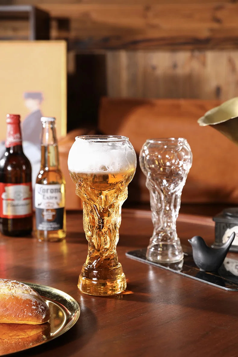 Beer Glass Cup Soccer Themed Premium Trophy Style For Man Cave Decor Fall 2026 Gift For Football Fans