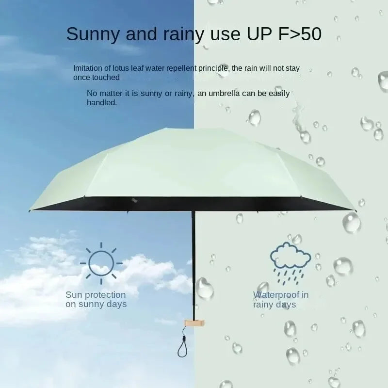 Mini Sun Umbrella Pocket Rain Umbrella - Vinyl Folding UV Protection Parasol Capsule