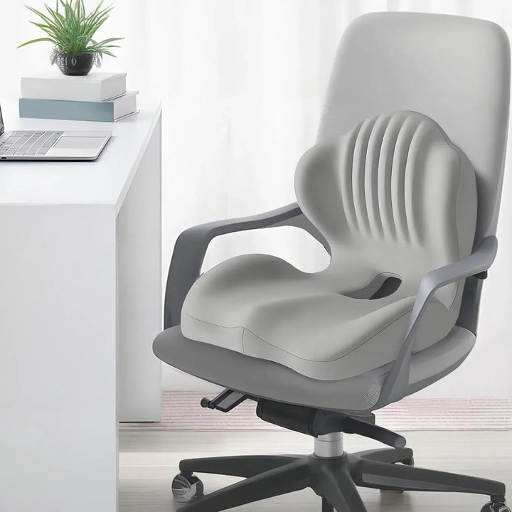 Ergonomic Memory Foam Seat Cushion with Back Support – Lumbar Relief for Office Chair Car Wheelchair 2026
