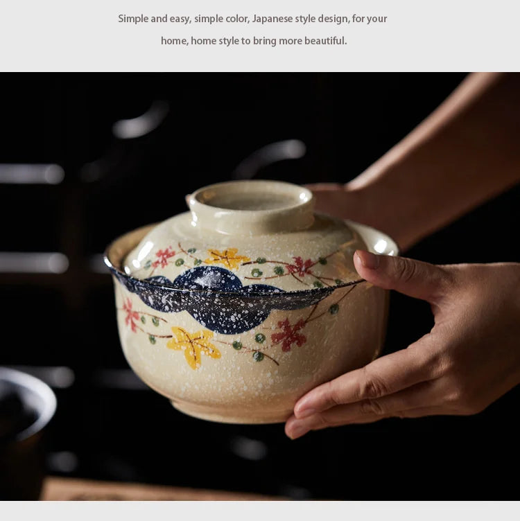 Ramen Bowl Large Ceramic With Lid Retro Fall 2025 Tableware