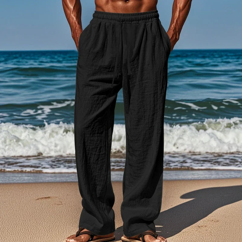 Drawstring Casual Beach Pants - Loose Comfortable Solid color Pants for Summer