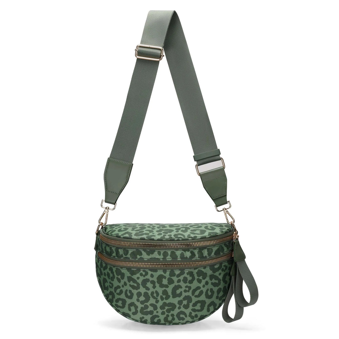 Versatile unisex crossbody bum bag – checkered nylon, box shape, travel and daily use
