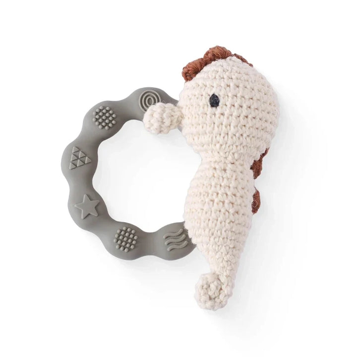 Crochet Bear Teether Rattle Ring Newborn Sensory Toys
