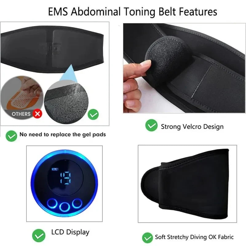 EMS Abdominal Trainer Slimming Belt – Muscle Stimulator Vibration Toning Waist Massager for Men Women 2026