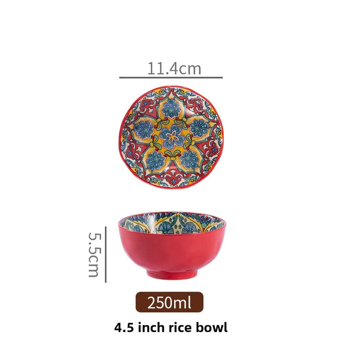 Bohemian Ceramic Rice Bowl Retro Noodle Bowl Kitchen Gift