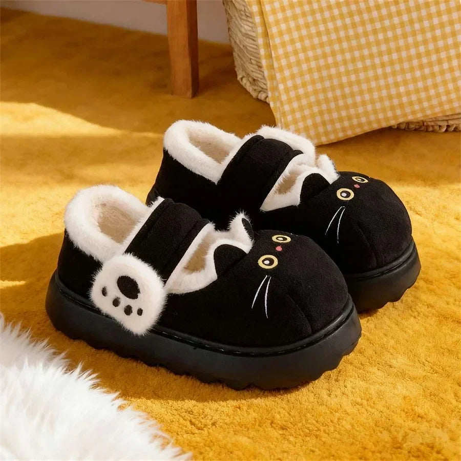Soft Women’s Cat Slippers - Cat-Face Design, Plush Lining, Cozy Indoor Lounging