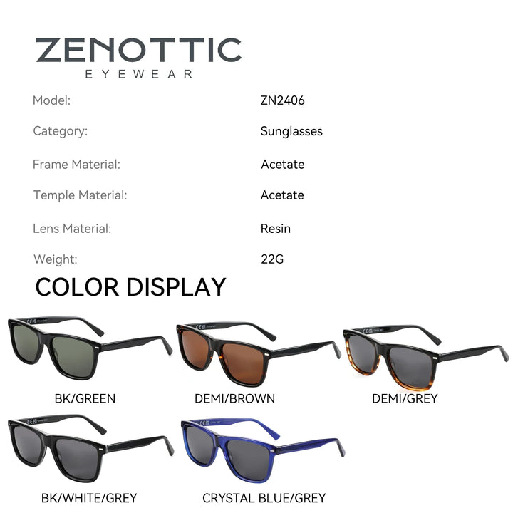 Polarized Sunglasses Square Acetate Frames UV400 Protection Unisex Classic Design